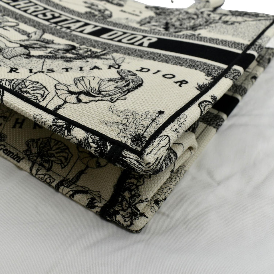 Christian Dior Book Zodiac Embroidery Canvas Tote Bag Latte