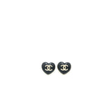Chanel 22K CC Logo Heart Earrings Lambskin Light Gold Tone