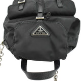 Prada Double Pocket Mini Nylon Backpack Shoulder Bag Black