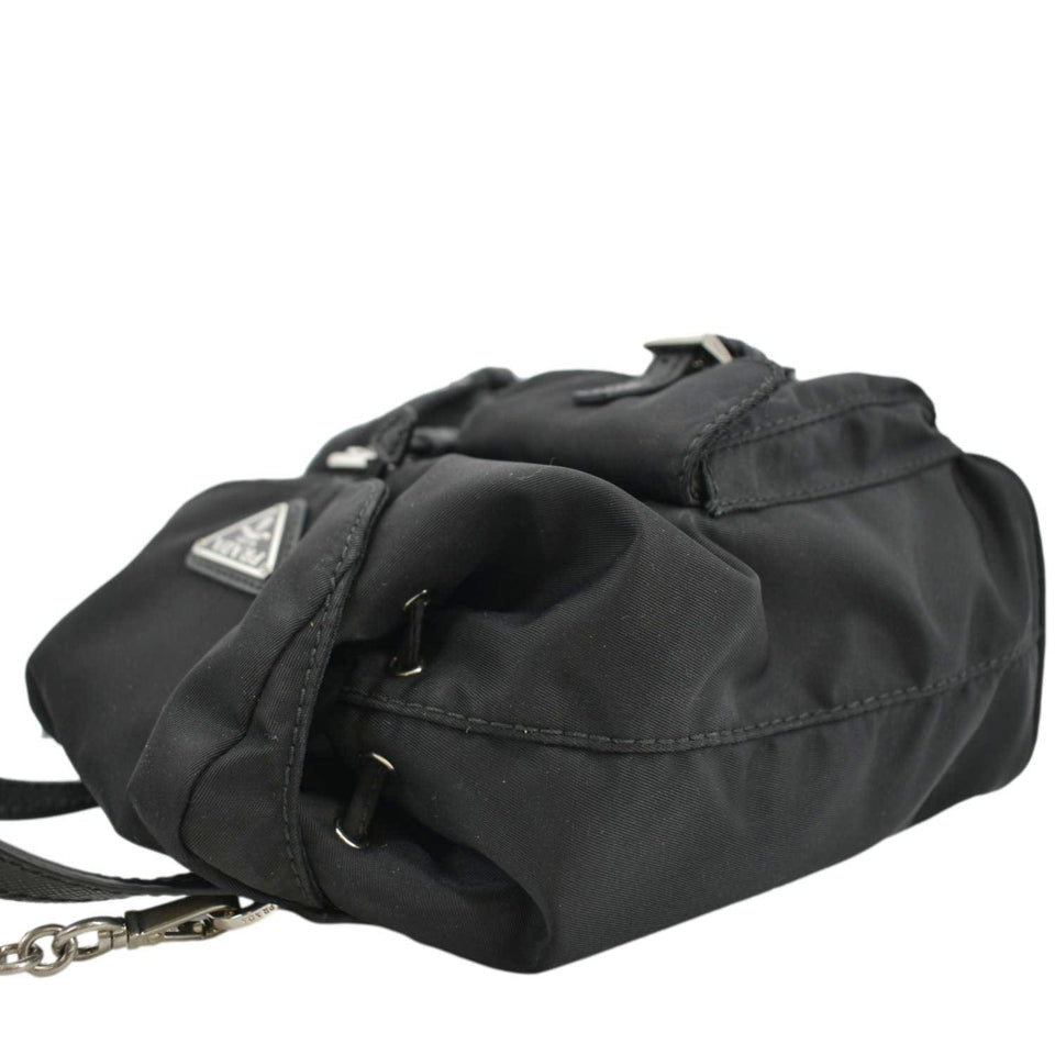 Prada Double Pocket Mini Nylon Backpack Shoulder Bag Black