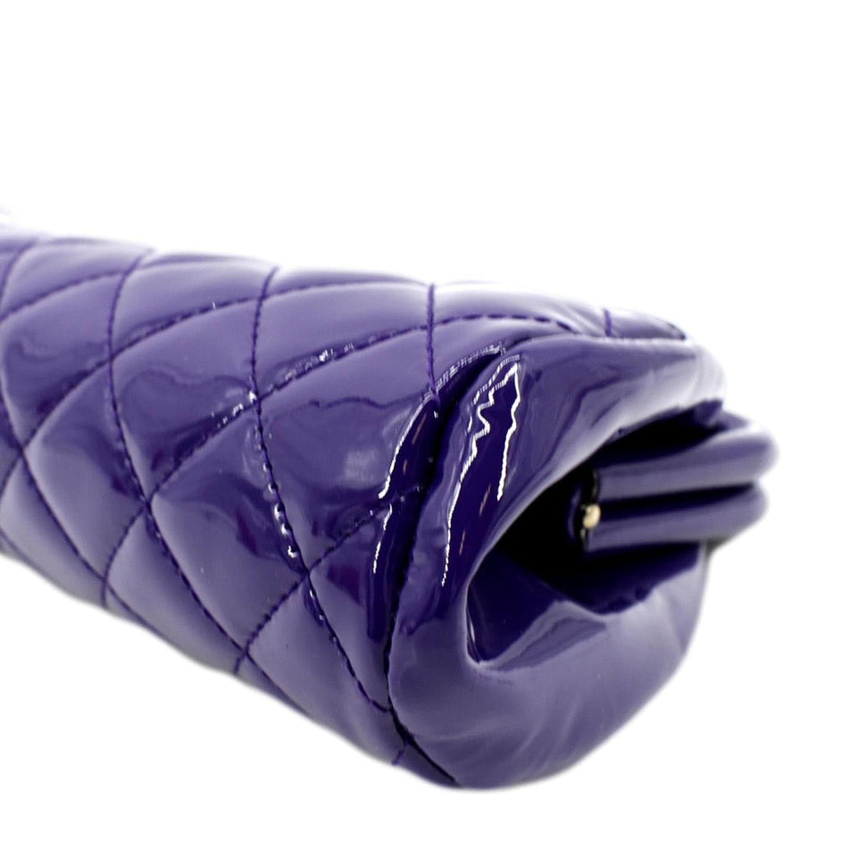 Chanel Timeless Quilted Patent Leather Clutch Bag Purple
