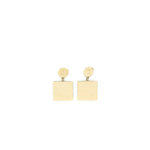 Chanel Pearl CC Square Drop Earrings Black Light Gold Tone