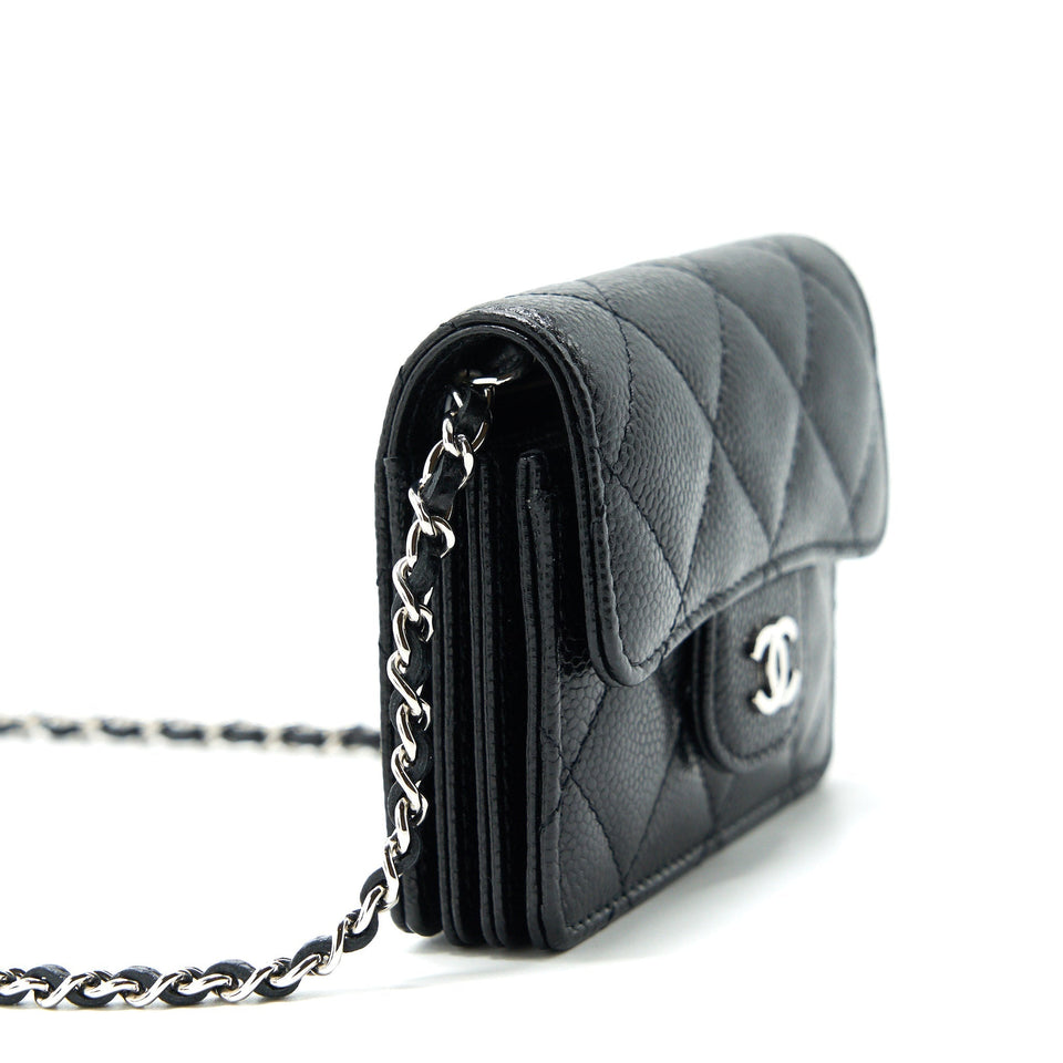 Chanel  Holder With Chain Black Caviar
