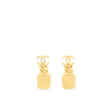 Chanel CC Logo And Crystal Drop Earring Gold Tone
