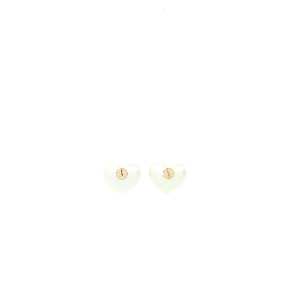 Chanel Heart With CC Logo Earrings Light Gold Tone