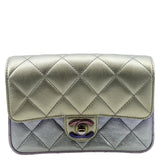 Chanel Gradient Metallic Quilted Calfskin Leather Clutch Bag Silver