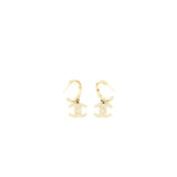 Chanel CC Logo Round Earring Crystal Light Gold Tone