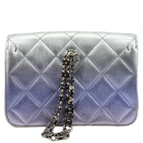 Chanel Gradient Metallic Quilted Calfskin Leather Clutch Bag Silver