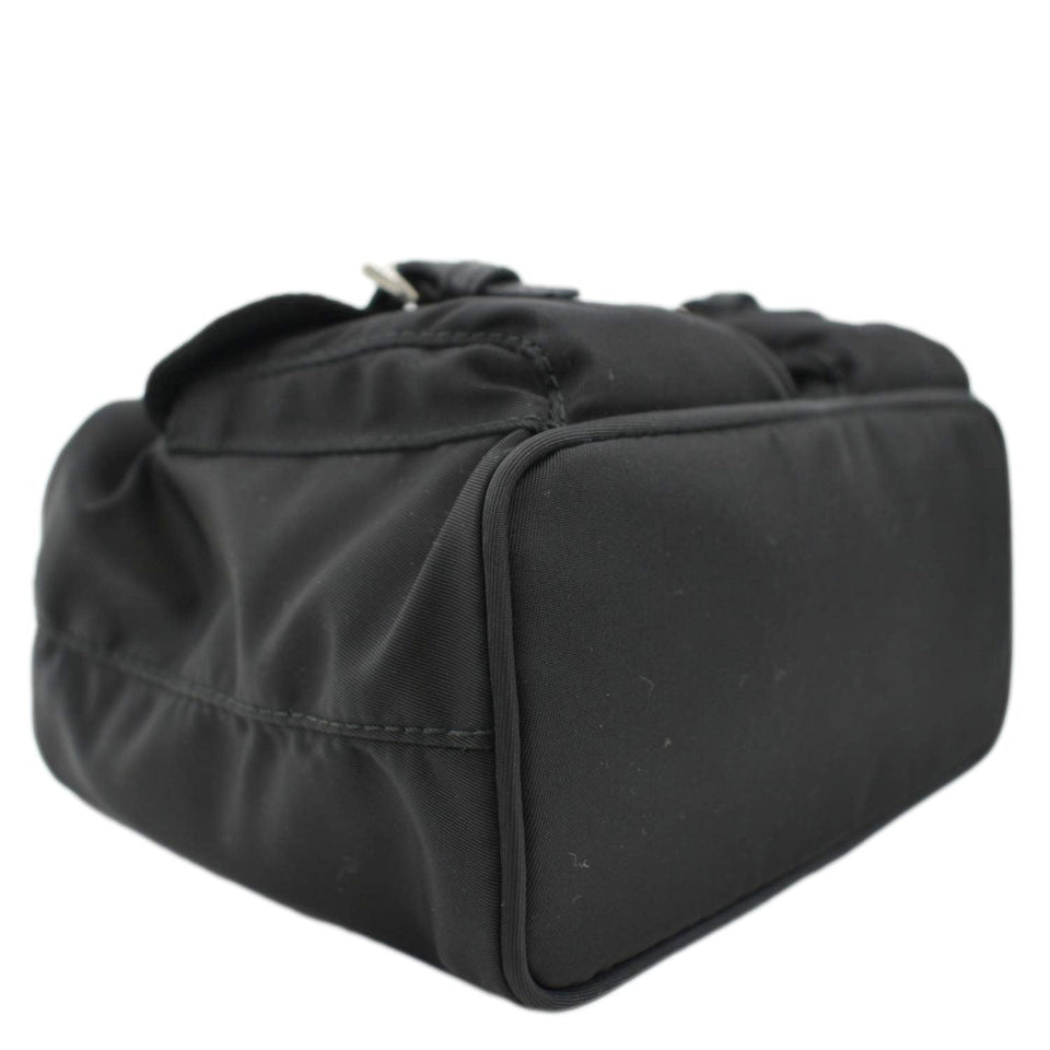 Prada Double Pocket Mini Nylon Backpack Shoulder Bag Black