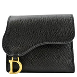 Christian Dior Saddle Grained Calfskin Leather Wallet Black
