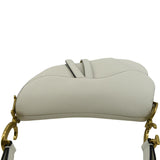Christian Dior Saddle Grained Calfskin Leather Shoulder Bag Ivory