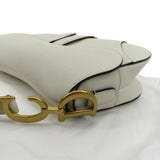 Christian Dior Saddle Grained Calfskin Leather Shoulder Bag Ivory