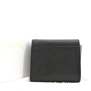 Christian Dior Saddle Grained Calfskin Leather Wallet Black