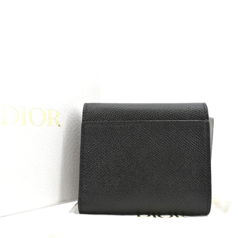 Christian Dior Saddle Grained Calfskin Leather Wallet Black