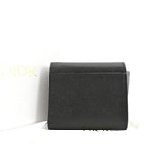 Christian Dior Saddle Grained Calfskin Leather Wallet Black