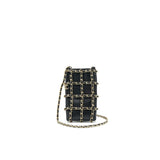 Chanel Gold Clutch O Chain Phone Holder black