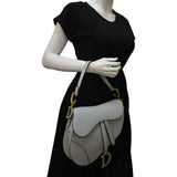 Christian Dior Saddle Smooth Calfskin Leather Satchel Shoulder Bag Placid Blue