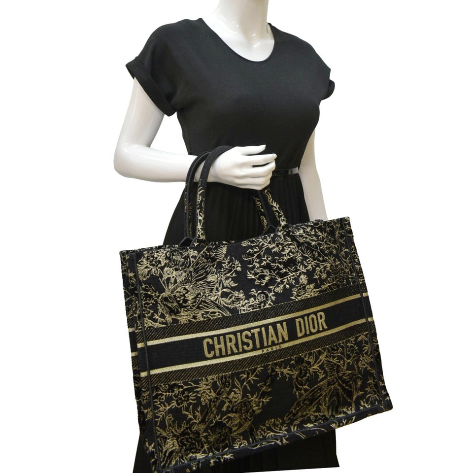 Christian Dior Large Book Oblique Embroidered Canvas Tote Bag Multicolor