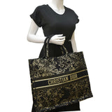 Christian Dior Large Book Oblique Embroidered Canvas Tote Bag Multicolor