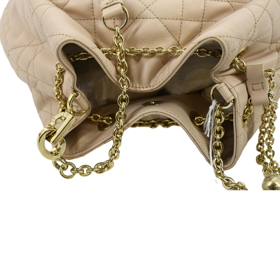 Christian Dior Ammi Macrocannage Lambskin Shoulder Bag Sand Rose