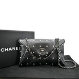 Chanel CC Envelope Printed Lambskin Leather Chain Clutch Bag Black