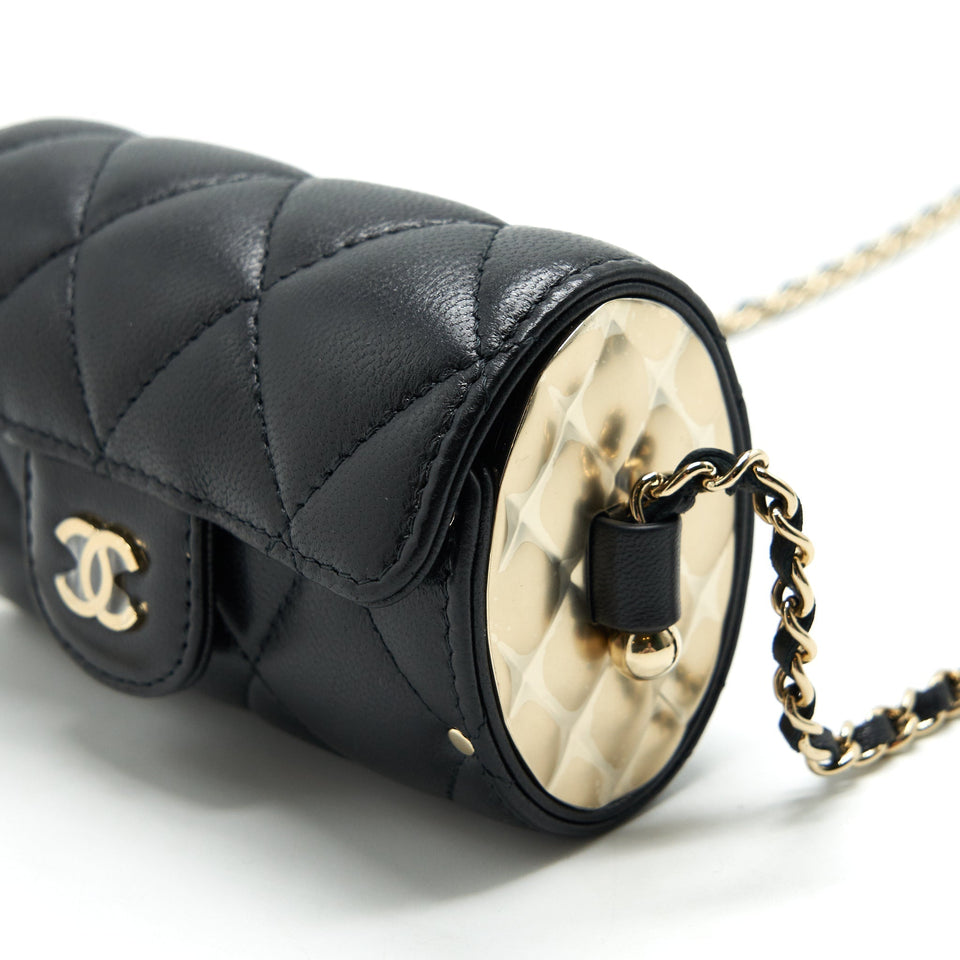 Chanel 21A Lipstick Mini Bag with Chain BLACK