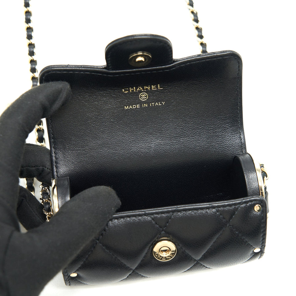 Chanel 21A Lipstick Mini Bag with Chain BLACK