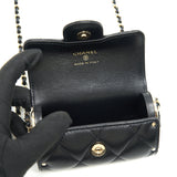 Chanel 21A Lipstick Mini Bag with Chain BLACK