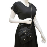 Prada Double Pocket Mini Nylon Backpack Shoulder Bag Black