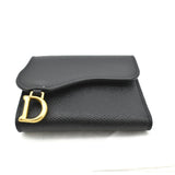 Christian Dior Saddle Grained Calfskin Leather Wallet Black