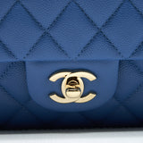 Chanel Medium Classic Double Flap 25cm Blue Caviar L