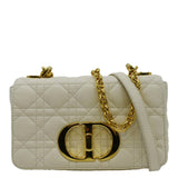 Christian Dior Caro Small Supple Cannage Calfskin Leather Shoulder Bag Ivory