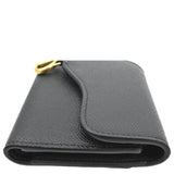 Christian Dior Saddle Grained Calfskin Leather Wallet Black