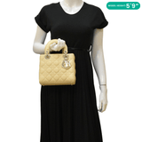 Christian Dior MY ABCDior Small Cannage Lambskin Leather Shoulder Bag Light Yellow