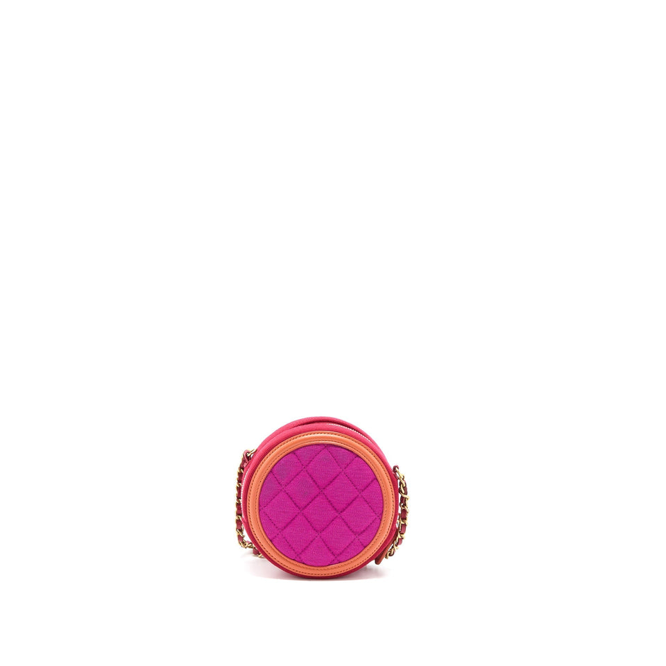 Chanel Round Clutch with Chain Fabric Multicolour