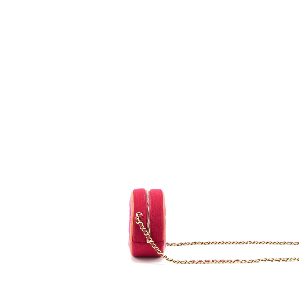 Chanel Round Clutch with Chain Fabric Multicolour