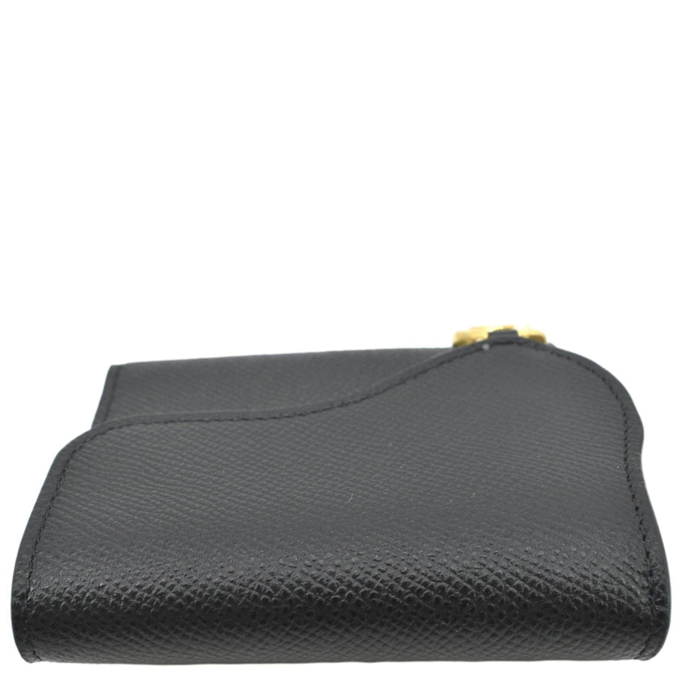 Christian Dior Saddle Grained Calfskin Leather Wallet Black