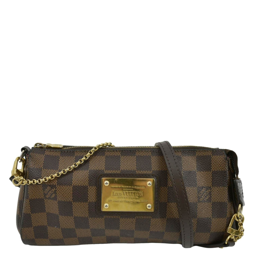 Louis Vuitton Eva Pochette Damier Ebene Clutch Crossbody Bag Brown