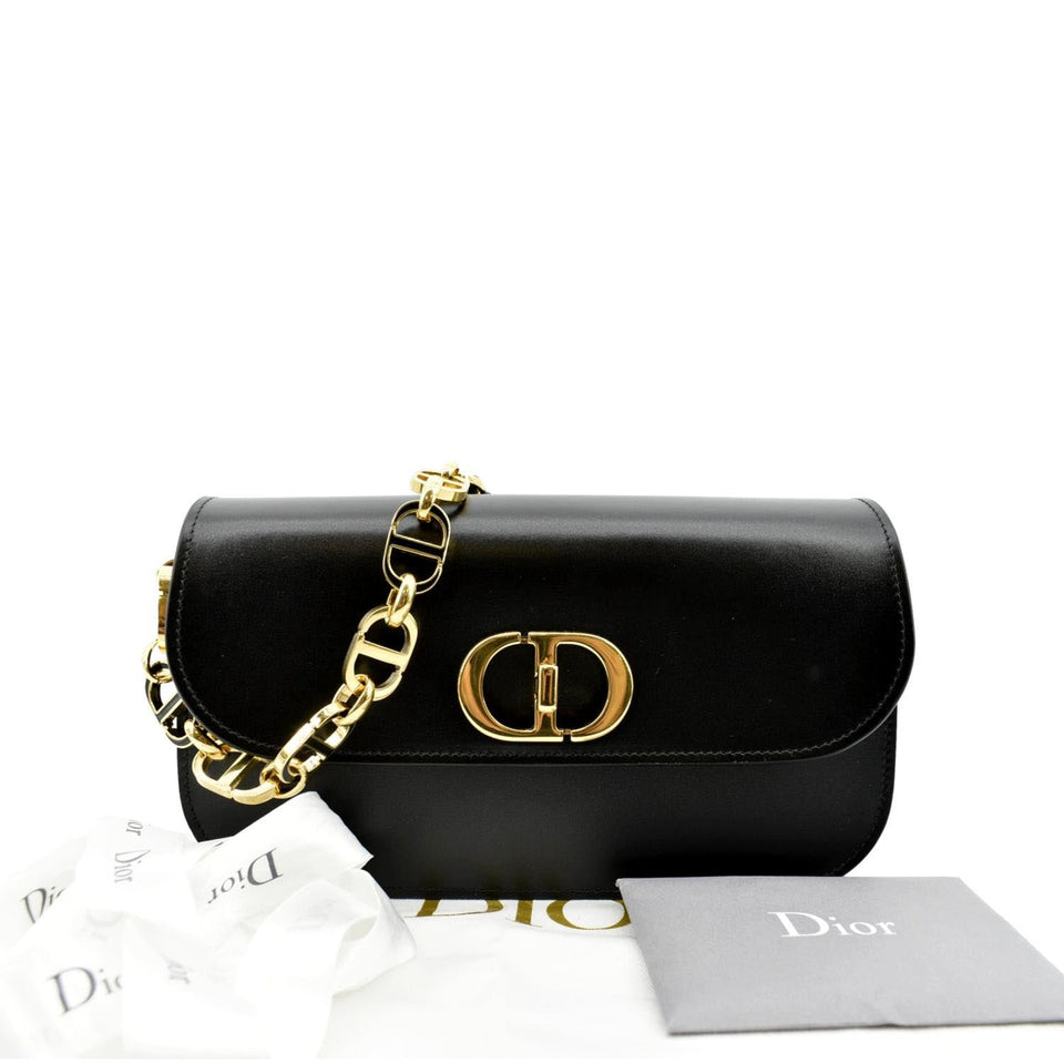 Christian Dior Montaigne Avenue Leather Shoulder Bag Black