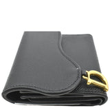 Christian Dior Saddle Grained Calfskin Leather Wallet Black