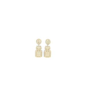 Chanel Perfume Bottle CC Logo Earrings Crystal/Pearl Black Light Gold Tone