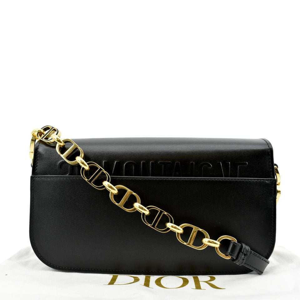 Christian Dior Montaigne Avenue Leather Shoulder Bag Black