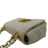 Christian Dior Caro Small Supple Cannage Calfskin Leather Shoulder Bag Ivory