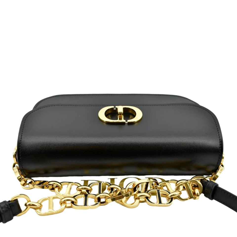 Christian Dior Montaigne Avenue Leather Shoulder Bag Black