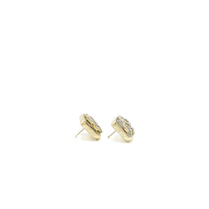 Chanel Square And CC Logo Large Model Earrings Light Gold Tone