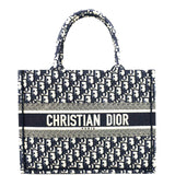 Christian Dior Book Small Oblique Embroidery Tote Bag Blue