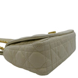 Christian Dior Caro Small Supple Cannage Calfskin Leather Shoulder Bag Ivory