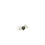 Chanel CC And Camellia Earrings Light Gold Tone