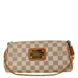 Louis Vuitton Pochette Eva Damier Azur Crossbody Clutch Bag White