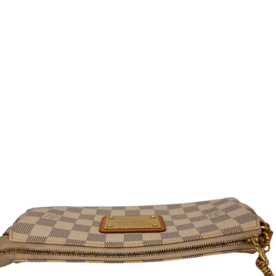 Louis Vuitton Pochette Eva Damier Azur Crossbody Clutch Bag White